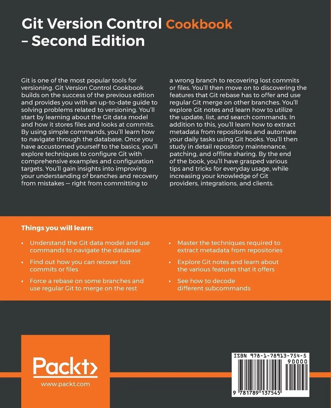Rückseite: 9781789137545 | Git Version Control Cookbook | Kenneth Geisshirt (u. a.) | Taschenbuch