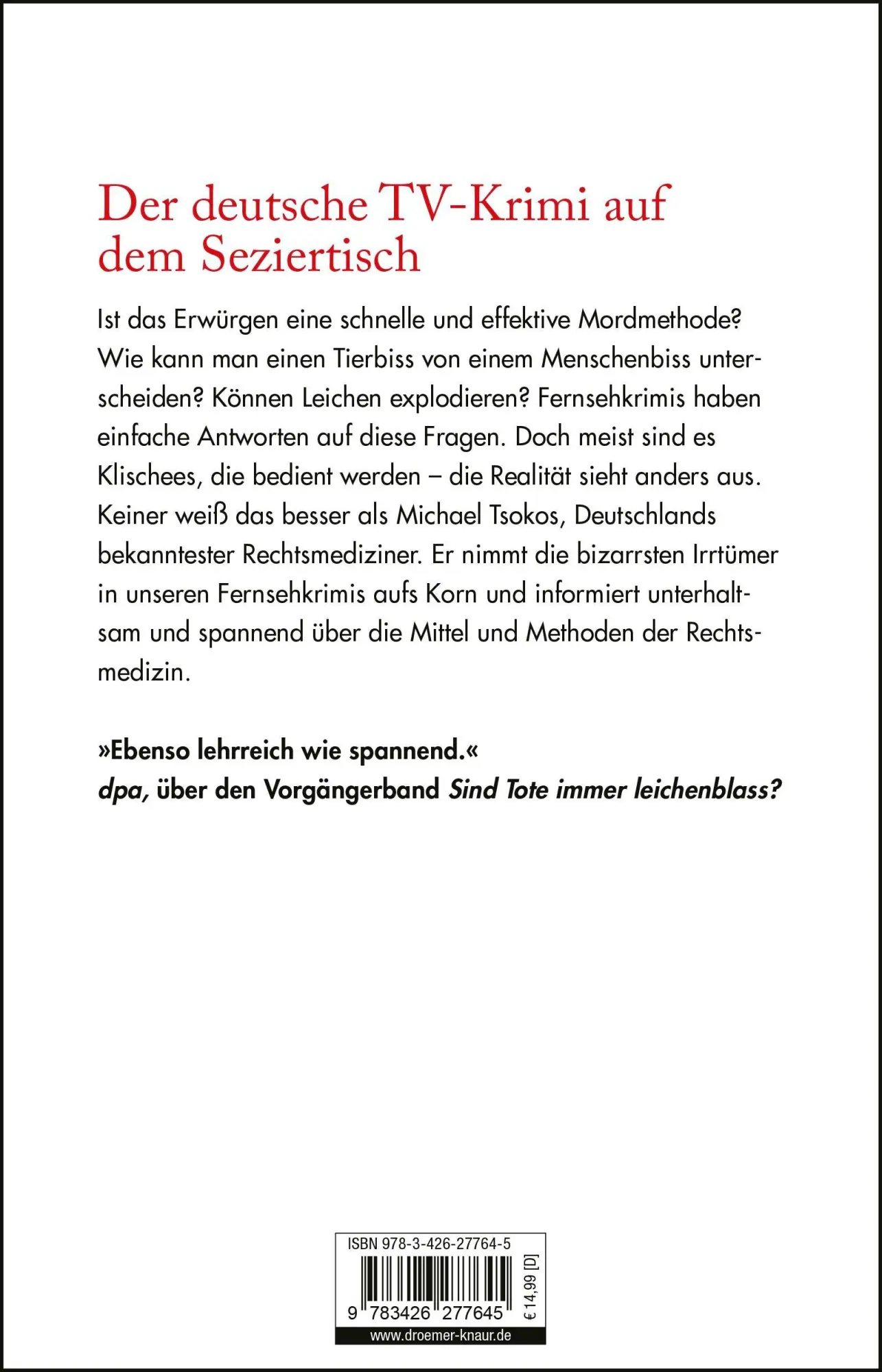 Rückseite: 9783426277645 | Schwimmen Tote immer oben? | Michael Tsokos | Taschenbuch | 176 S.