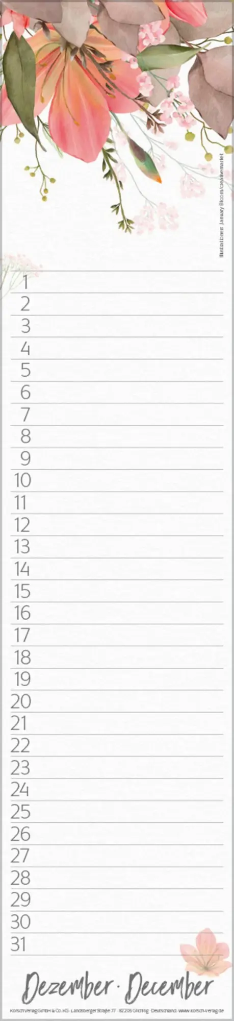Bild: 9783731887645 | Geburtstags-Langplaner Floral | Verlag Korsch | Kalender | 13 S.