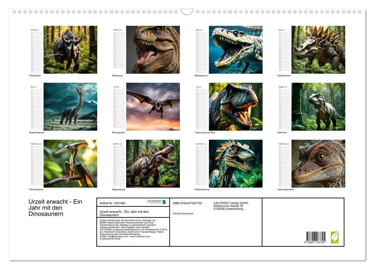 Bild: 9783457267745 | Urzeit erwacht - Ein Jahr mit den Dinosauriern (Wandkalender 2026...
