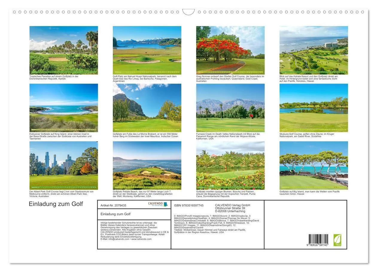 Bild: 9783516597745 | Einladung zum Golf (Wandkalender 2026 DIN A2 quer), CALVENDO...