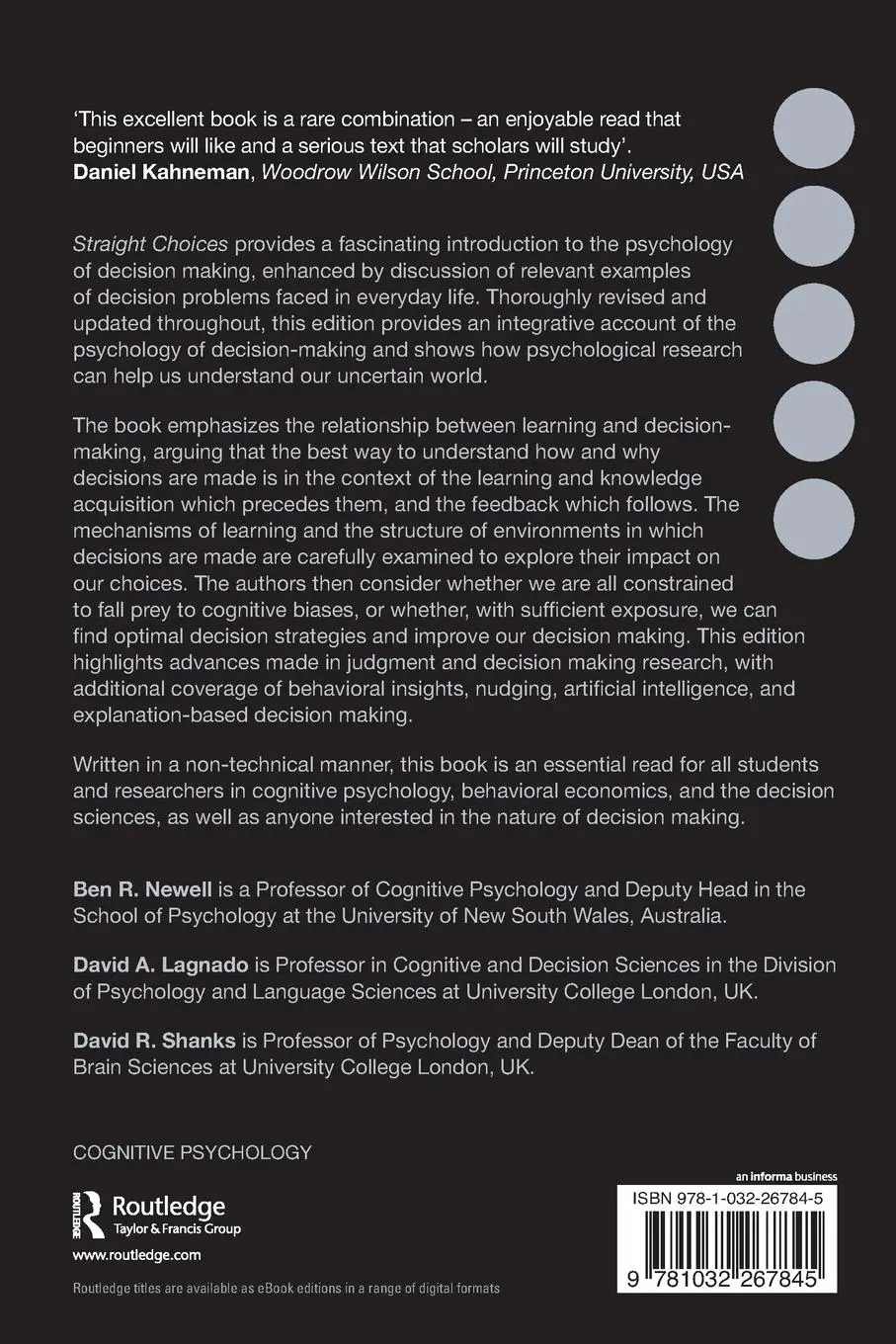 Rückseite: 9781032267845 | Straight Choices | The Psychology of Decision Making | Newell (u. a.)