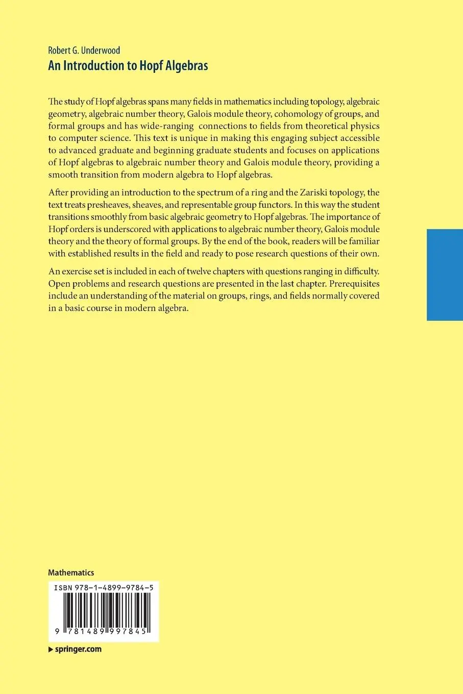 Rückseite: 9781489997845 | An Introduction to Hopf Algebras | Robert G. Underwood | Taschenbuch
