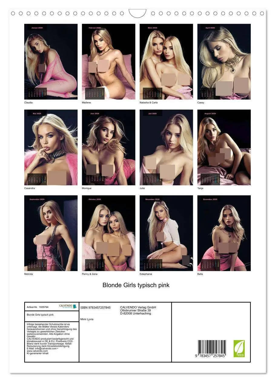 Bild: 9783457257845 | Blonde Girls typisch pink (Wandkalender 2026 DIN A3 hoch), CALVENDO...