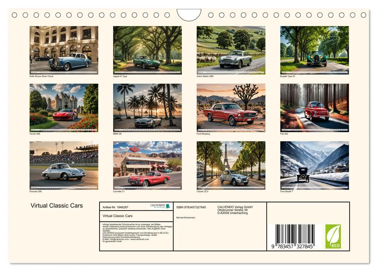 Bild: 9783457327845 | Virtual Classic Cars (Wandkalender 2026 DIN A4 quer), CALVENDO...