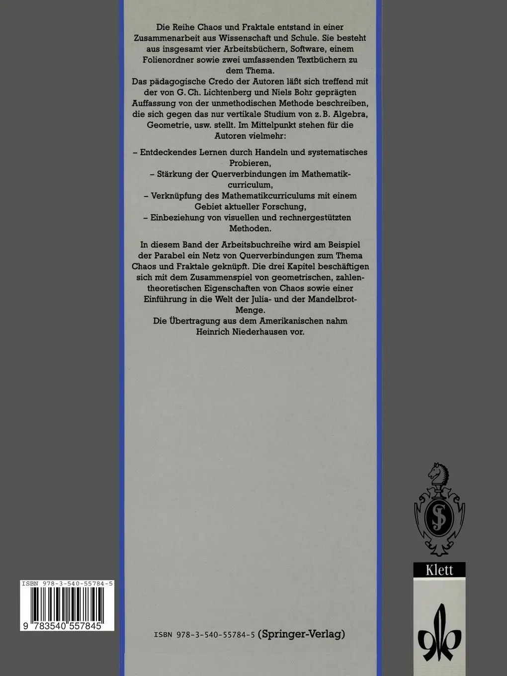 Rückseite: 9783540557845 | Chaos | Iteration Sensitivität Mandelbrot-Menge Ein Arbeitsbuch | Buch