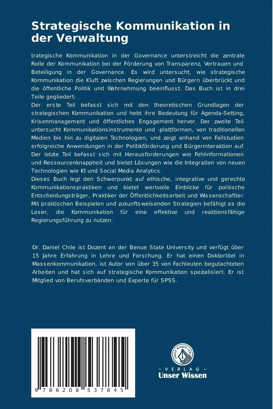 Rückseite: 9786208537845 | Strategische Kommunikation in der Verwaltung | Daniel Chile | Buch