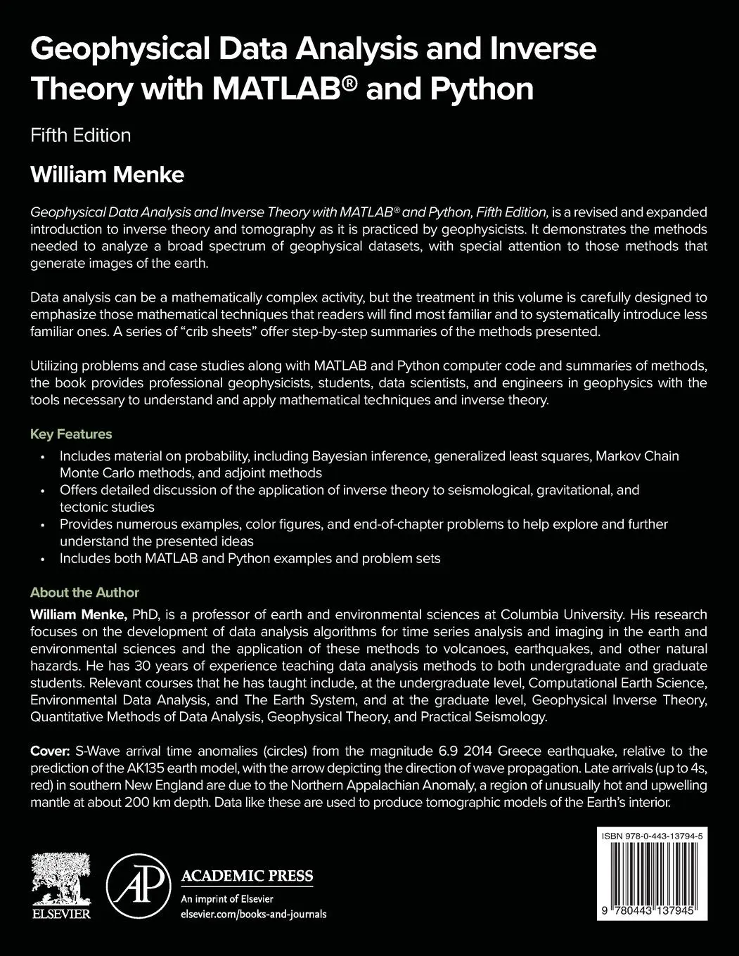 Rückseite: 9780443137945 | Geophysical Data Analysis and Inverse Theory with Matlab(r) and Python