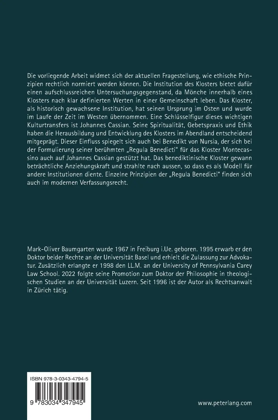 Rückseite: 9783034347945 | Der Einfluss von Johannes Cassian auf die Benediktsregel - ex...