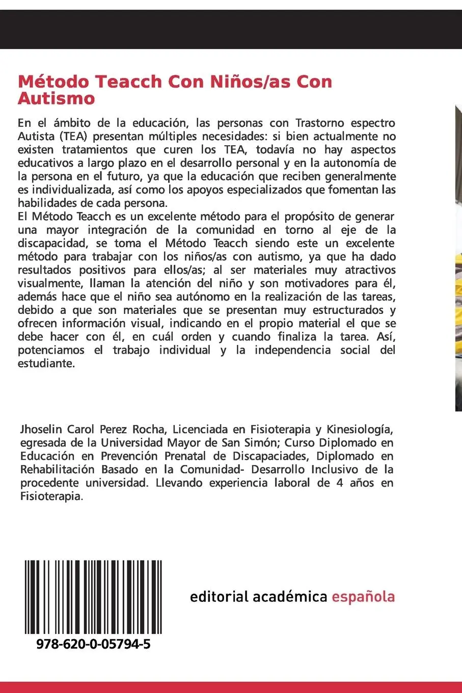 Rückseite: 9786200057945 | Método Teacch Con Niños/as Con Autismo | Y Plan De Incidencia Política