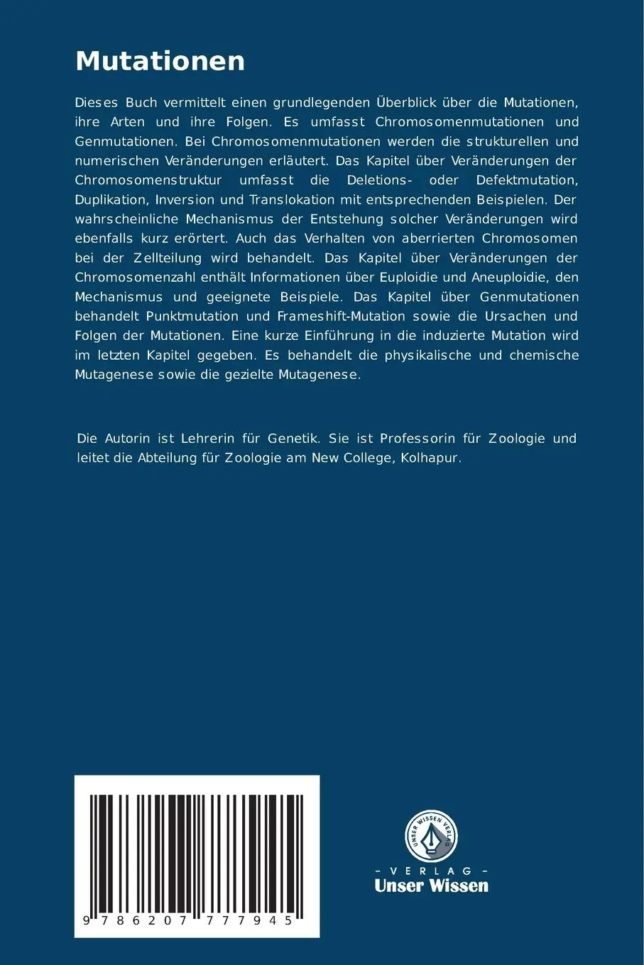 Rückseite: 9786207777945 | Mutationen | Kavita Gajare | Taschenbuch | 64 S. | Deutsch | 2024