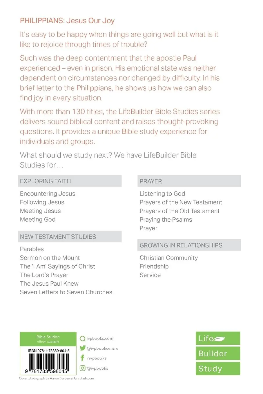 Rückseite: 9781783598045 | Philippians (Lifebuilder Study Guides) | Jesus Our Joy | Donald Baker