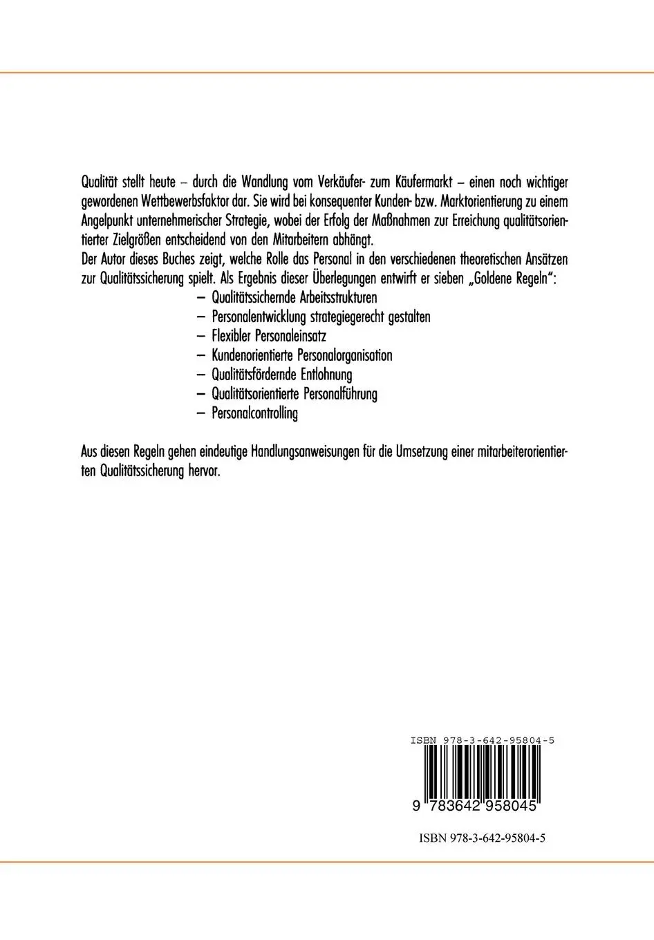 Rückseite: 9783642958045 | Der Mitarbeiter im Total Quality Management | Rolf Bühner | Buch