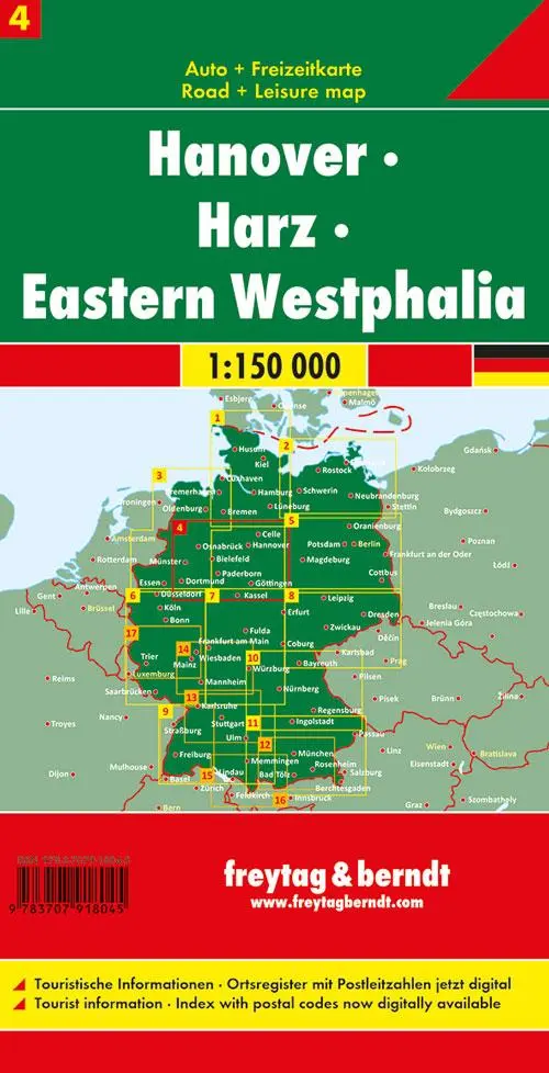 Rückseite: 9783707918045 | freytag &amp; berndt Straßenkarte Hannover - Harz - Ostwestfalen 1:150.000