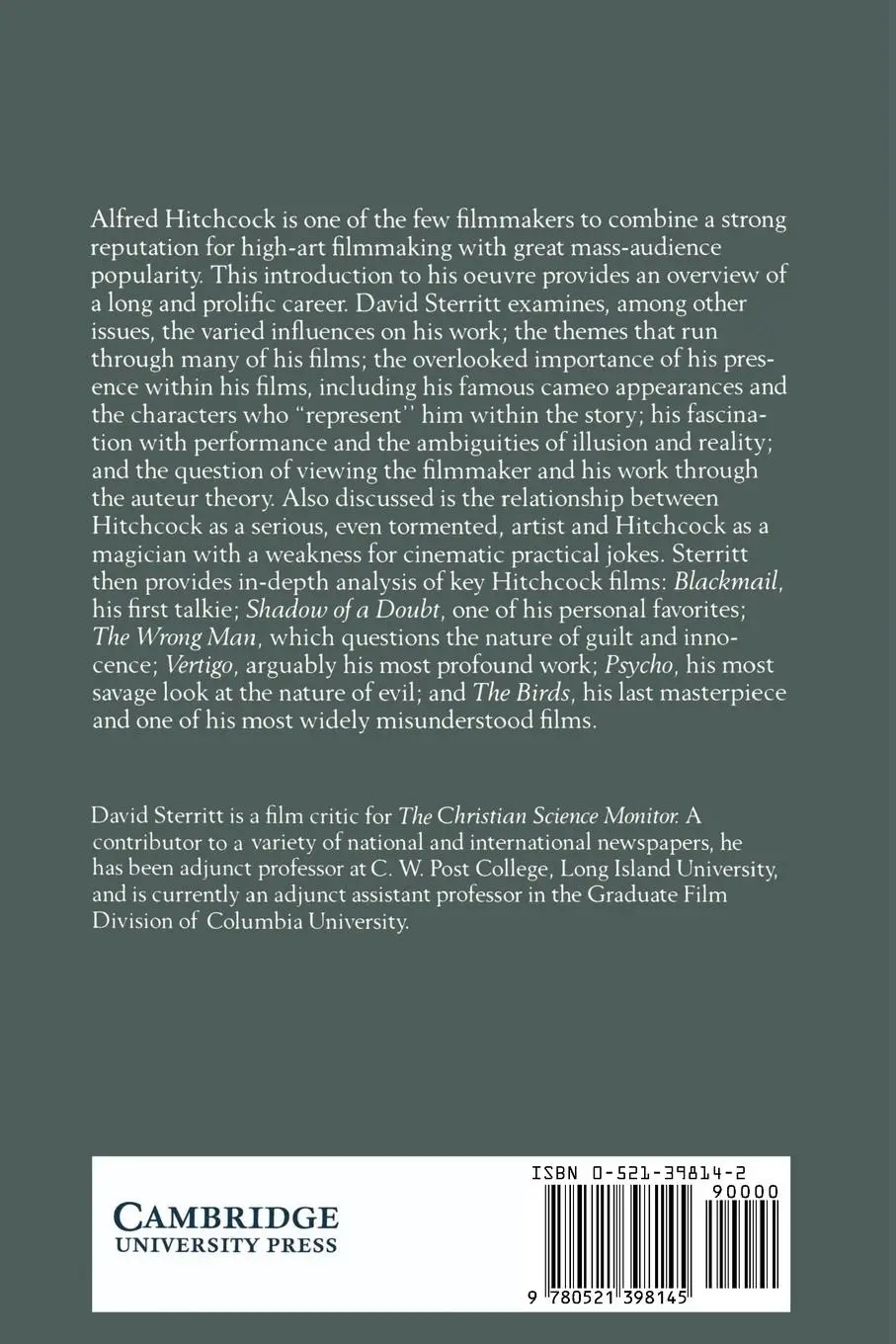 Rückseite: 9780521398145 | The Films of Alfred Hitchcock | David Sterritt | Taschenbuch | 1993
