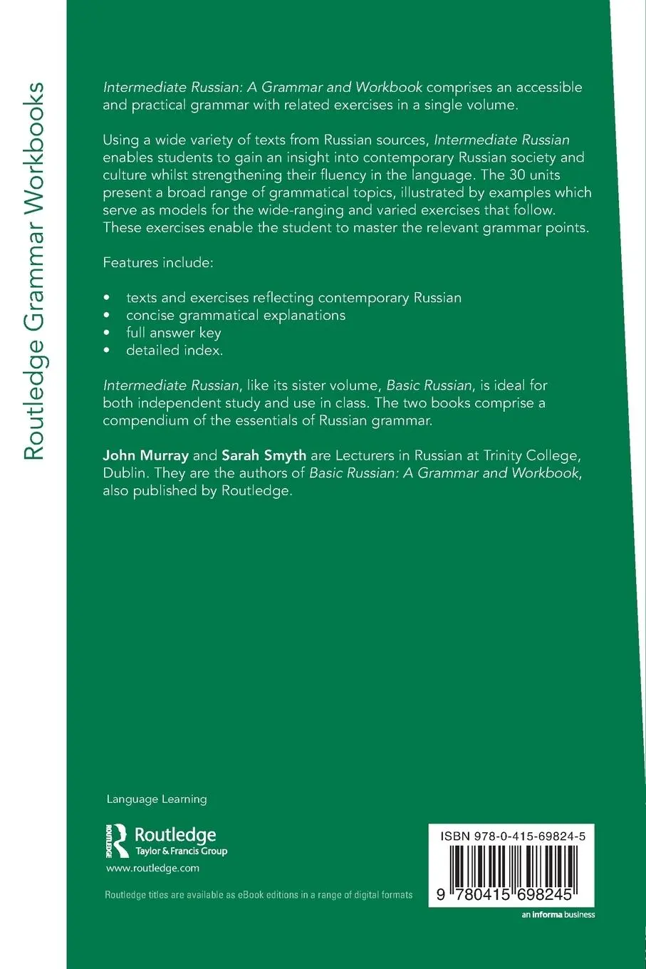 Rückseite: 9780415698245 | Intermediate Russian | A Grammar and Workbook | John Murray (u. a.)