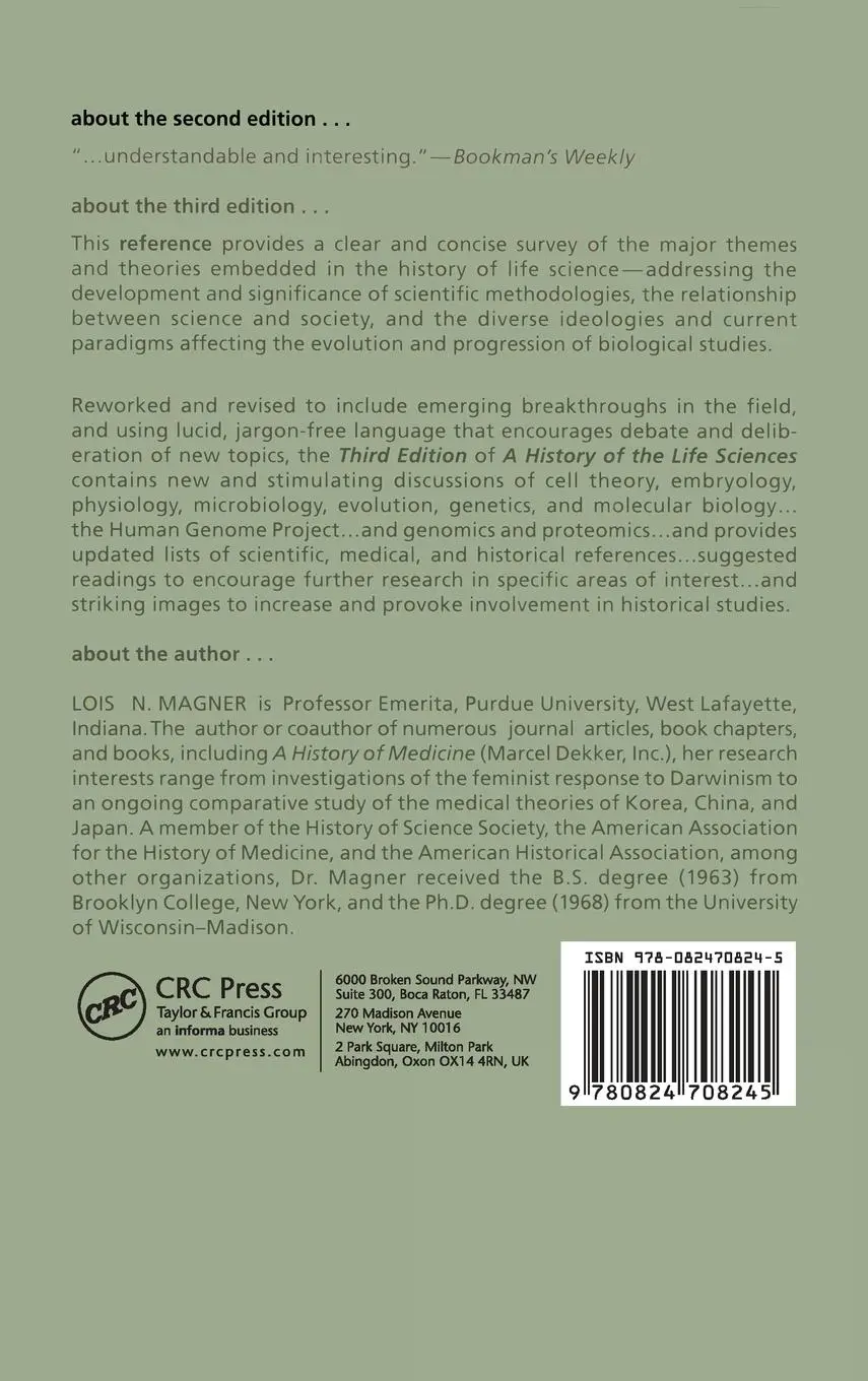Rückseite: 9780824708245 | A History of the Life Sciences, Revised and Expanded | Lois N. Magner