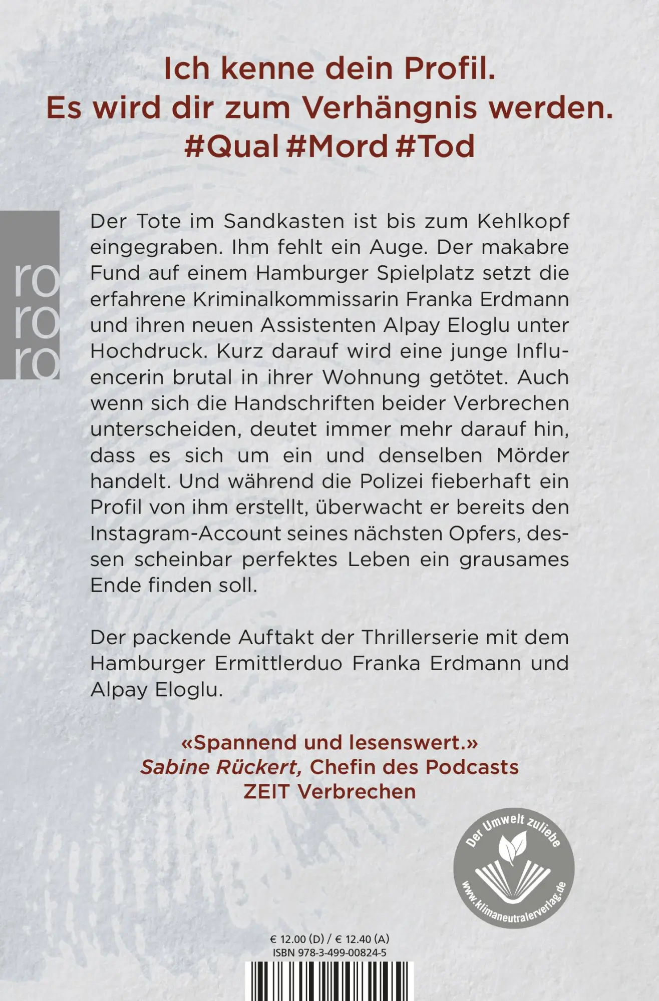 Rückseite: 9783499008245 | Das Profil | Hamburg-Thriller | Hubertus Borck | Taschenbuch | 384 S.