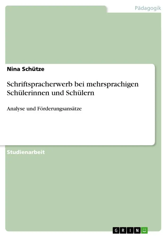 Cover: 9783668778245 | Schriftspracherwerb bei mehrsprachigen Schülerinnen und Schülern