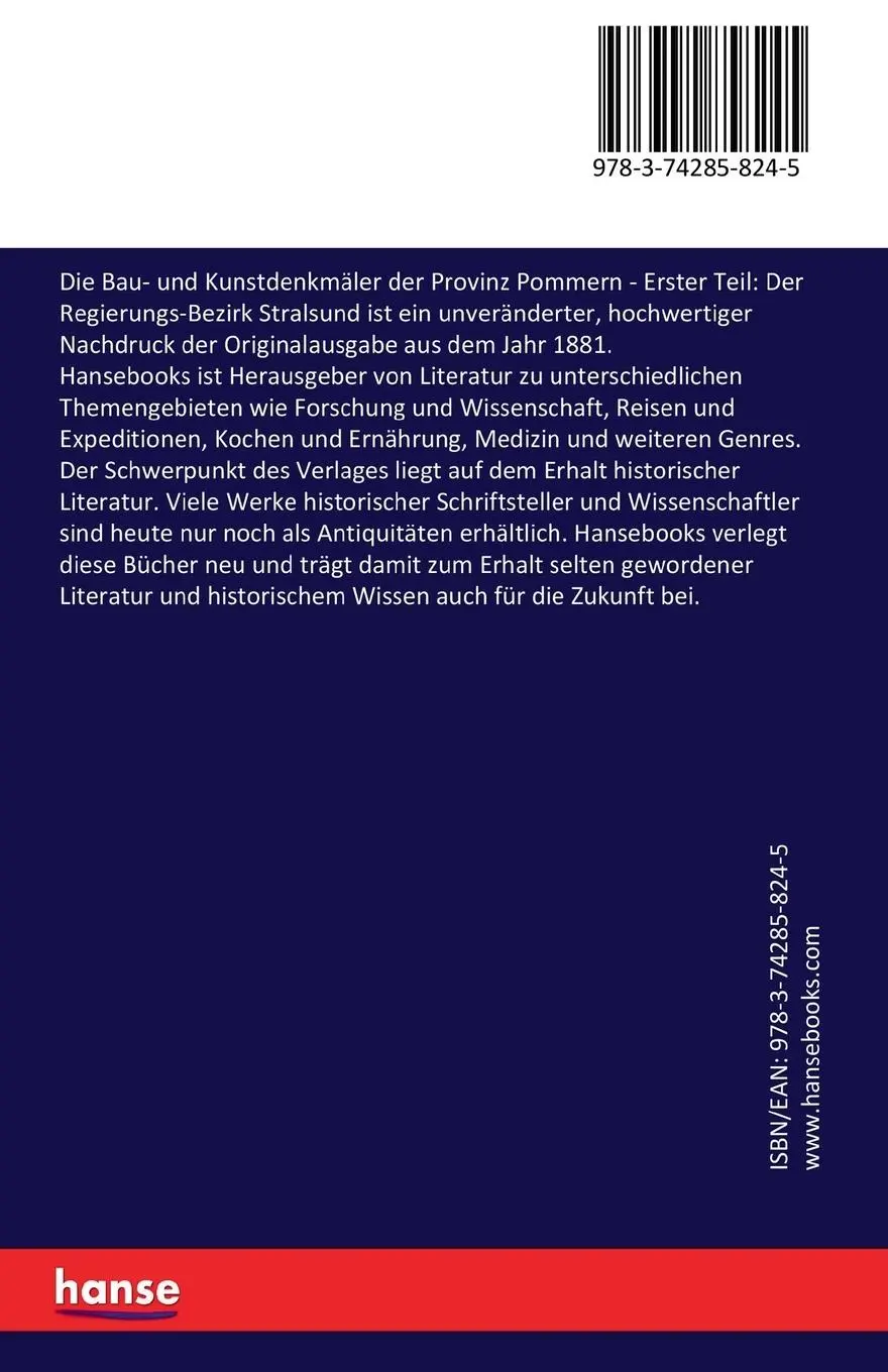 Rückseite: 9783742858245 | Die Bau- und Kunstdenkmäler der Provinz Pommern | Germany Pomerania