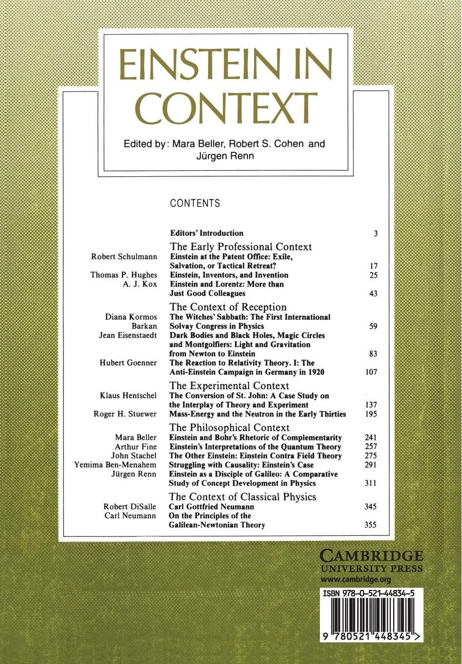 Rückseite: 9780521448345 | Einstein in Context | Mara Beller (u. a.) | Taschenbuch | Englisch