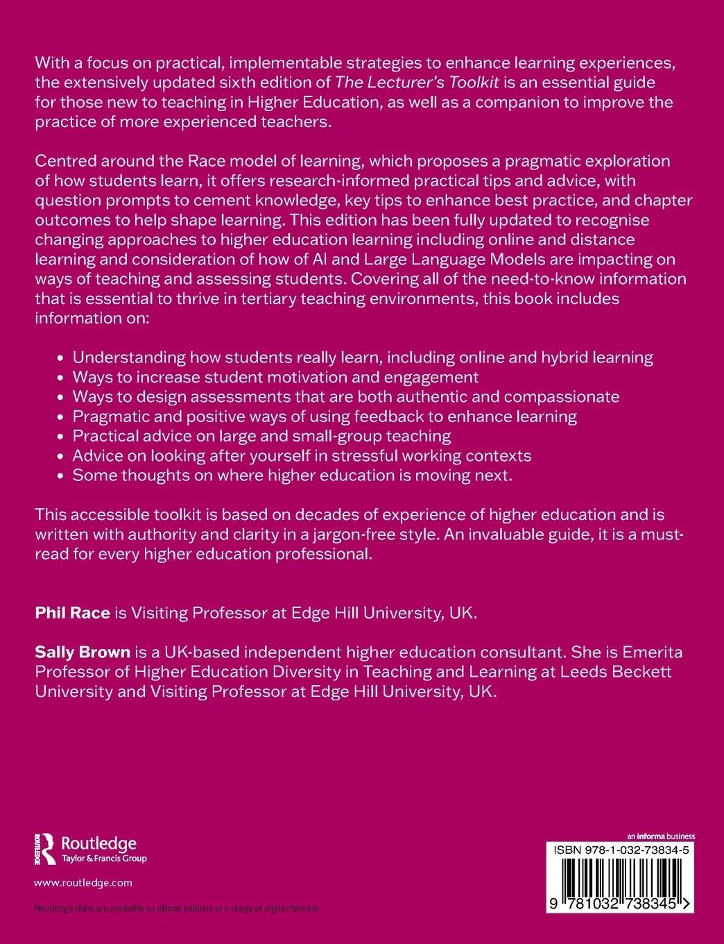 Rückseite: 9781032738345 | The Lecturer's Toolkit | Phil Race (u. a.) | Taschenbuch | Englisch