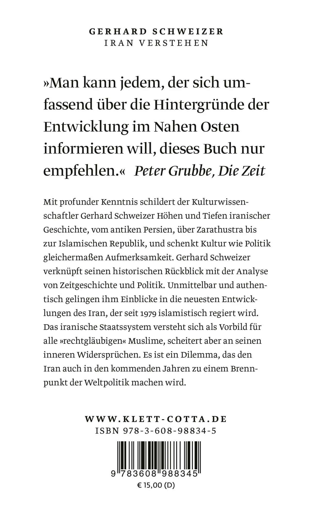 Rückseite: 9783608988345 | Iran verstehen | Geschichte, Gesellschaft , Religion | Schweizer