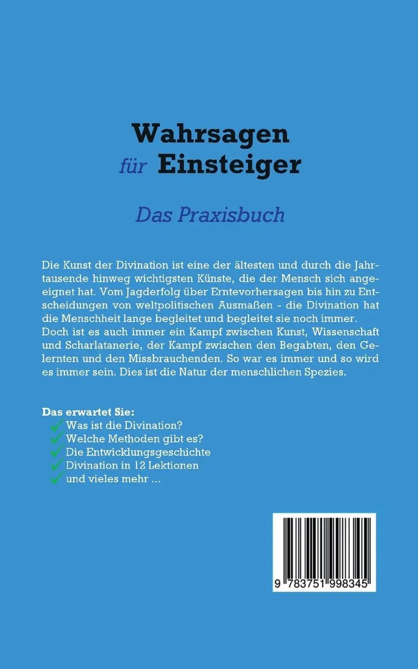 Rückseite: 9783751998345 | Wahrsagen für Einsteiger - Das Praxisbuch: Wie Sie anhand 12...
