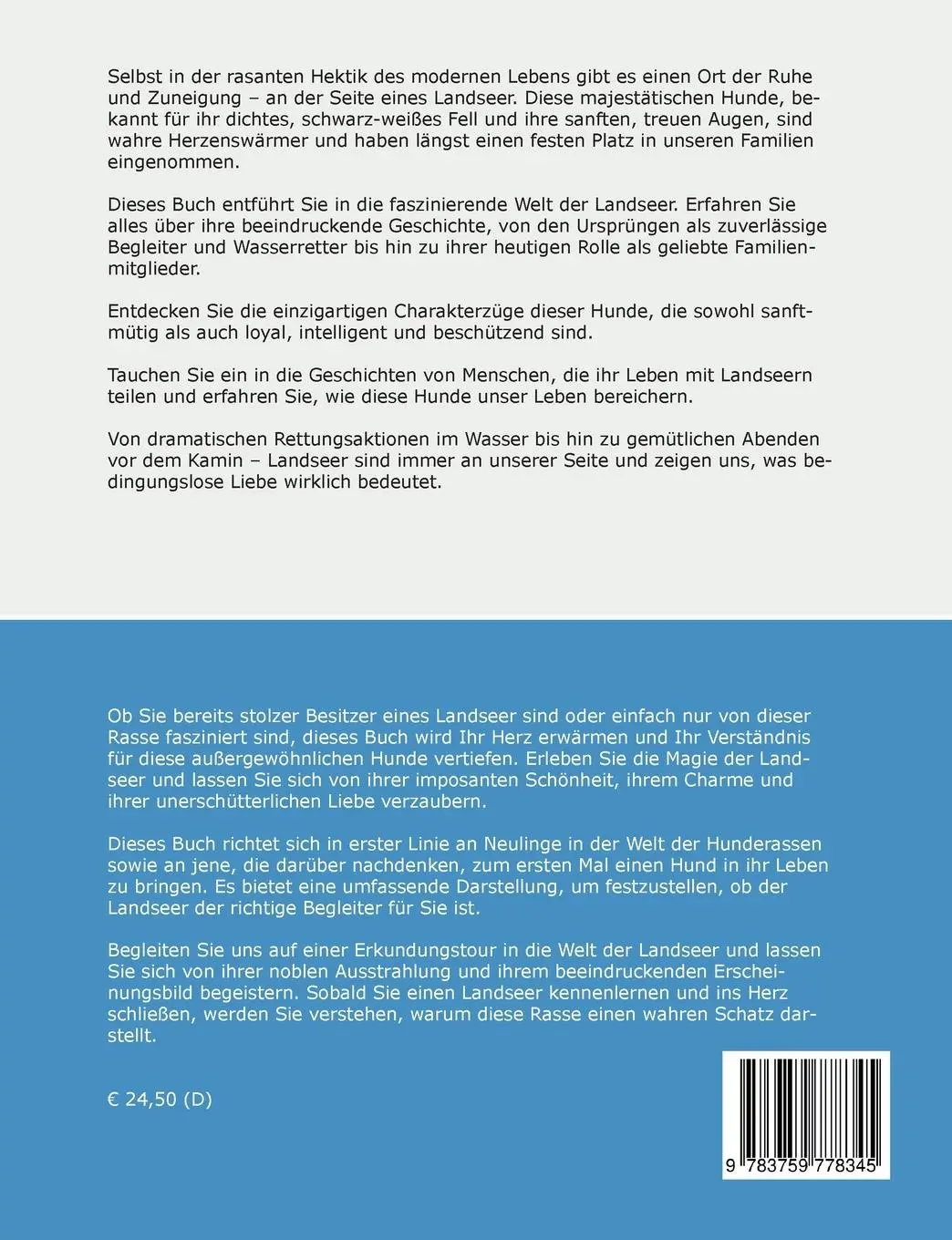 Rückseite: 9783759778345 | Traumrasse Landseer | August Habicht | Taschenbuch | 180 S. | Deutsch