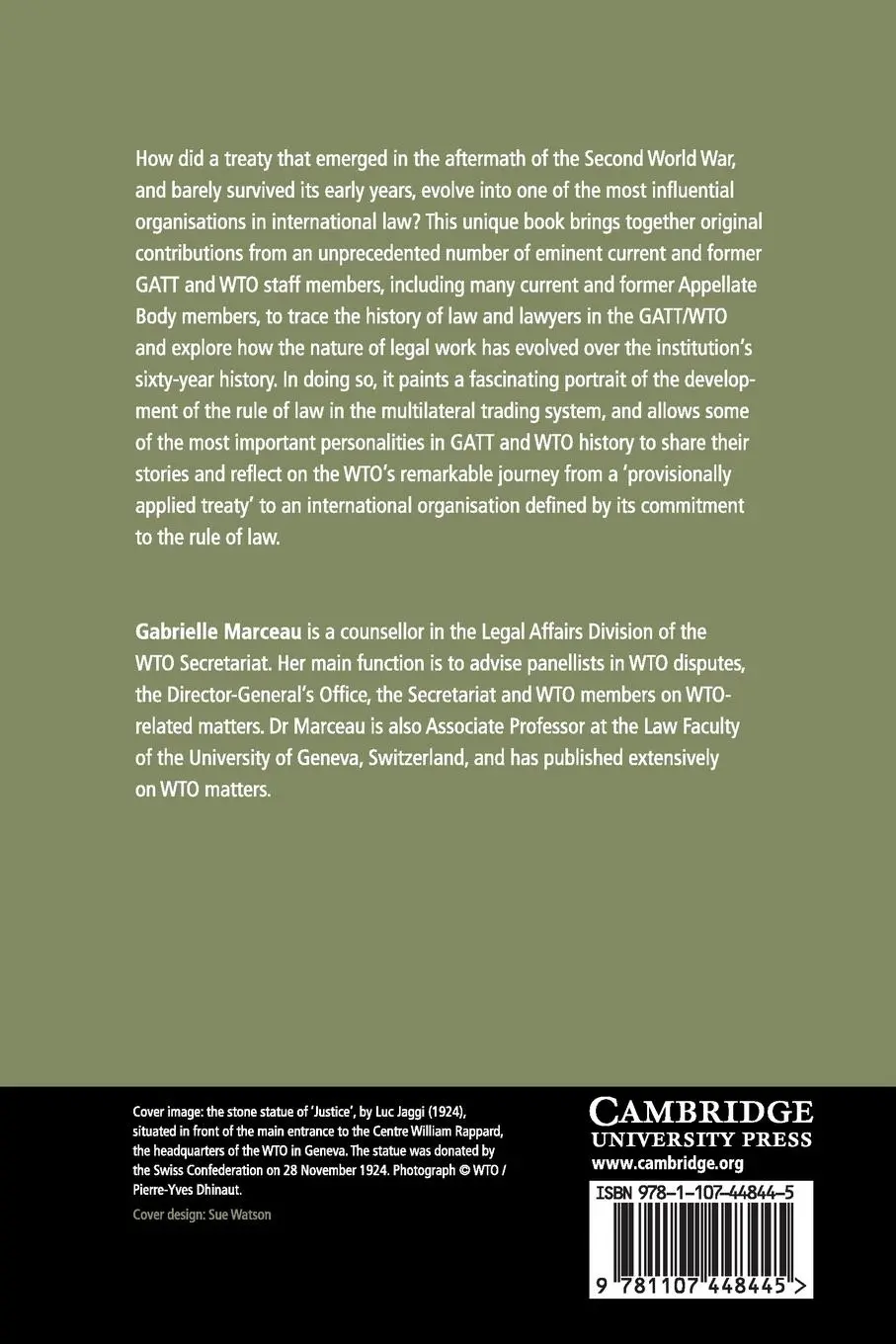 Rückseite: 9781107448445 | A History of Law and Lawyers in the GATT/WTO | Gabrielle Marceau