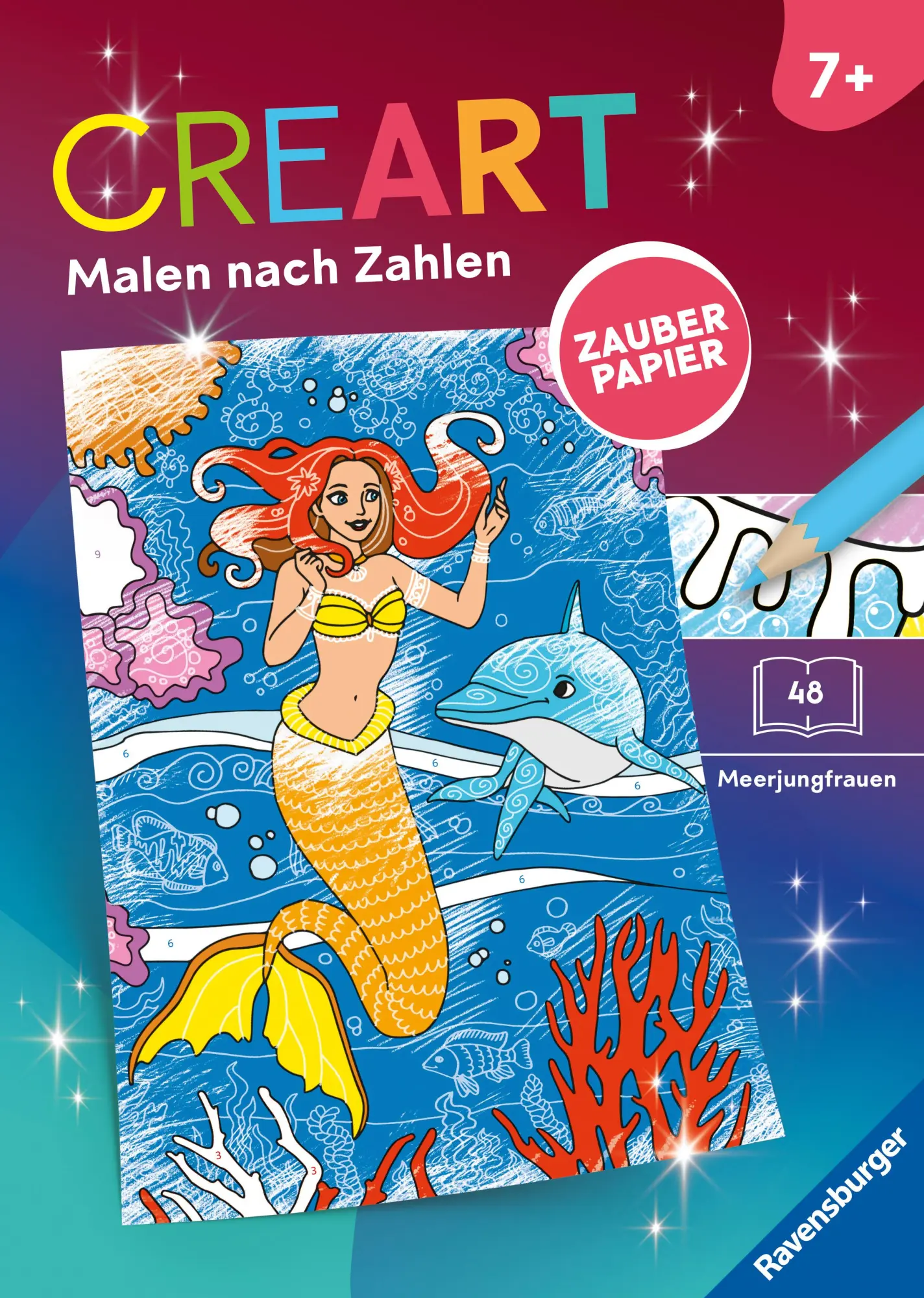 Cover: 9783473488445 | CreArt Malen nach Zahlen ab 7 Zauberpapier - Meerjungfrauen | Buch