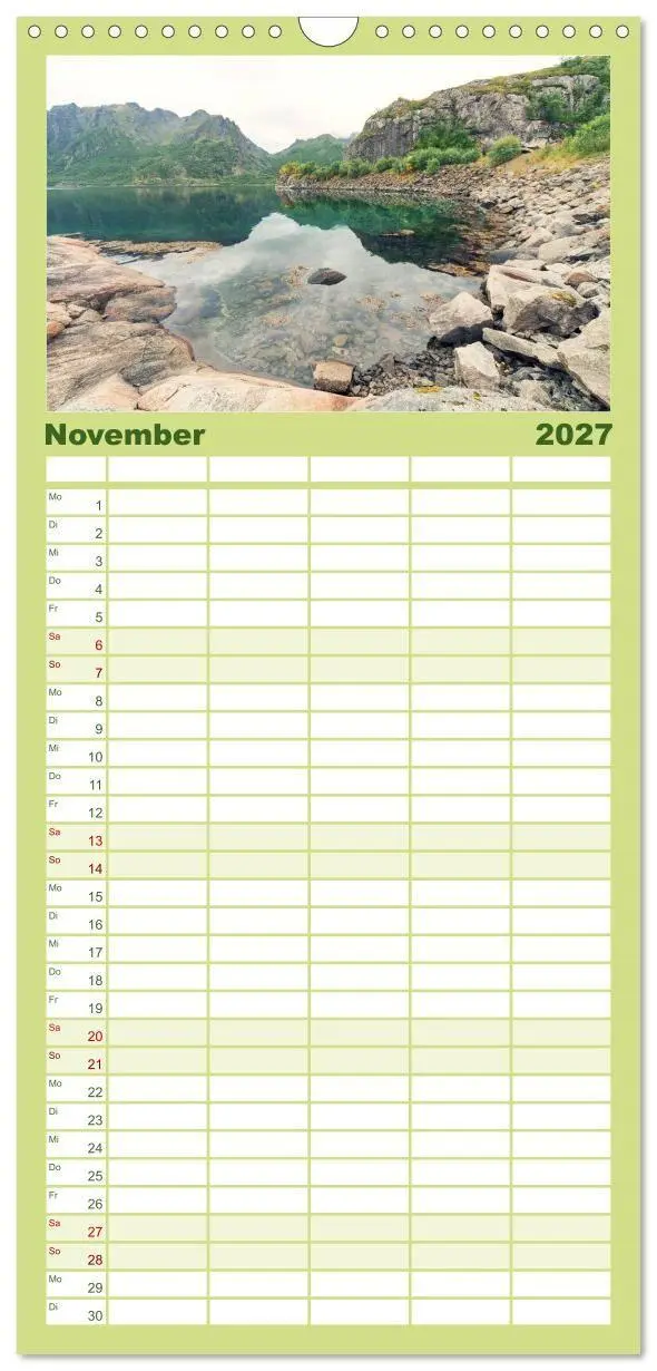 Bild: 9783594338445 | Familienplaner 2027 - Norwegen mit 5 Spalten (Wandkalender, 21 x 45...