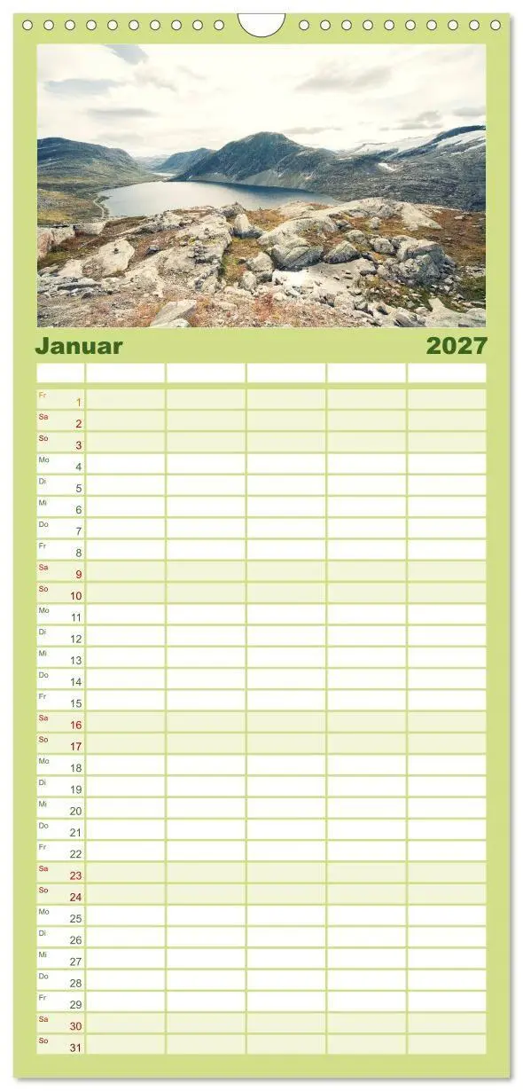 Bild: 9783594338445 | Familienplaner 2027 - Norwegen mit 5 Spalten (Wandkalender, 21 x 45...
