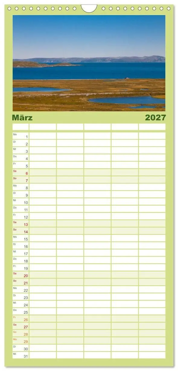 Bild: 9783594338445 | Familienplaner 2027 - Norwegen mit 5 Spalten (Wandkalender, 21 x 45...