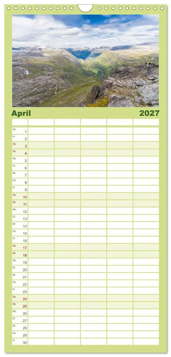 Bild: 9783594338445 | Familienplaner 2027 - Norwegen mit 5 Spalten (Wandkalender, 21 x 45...