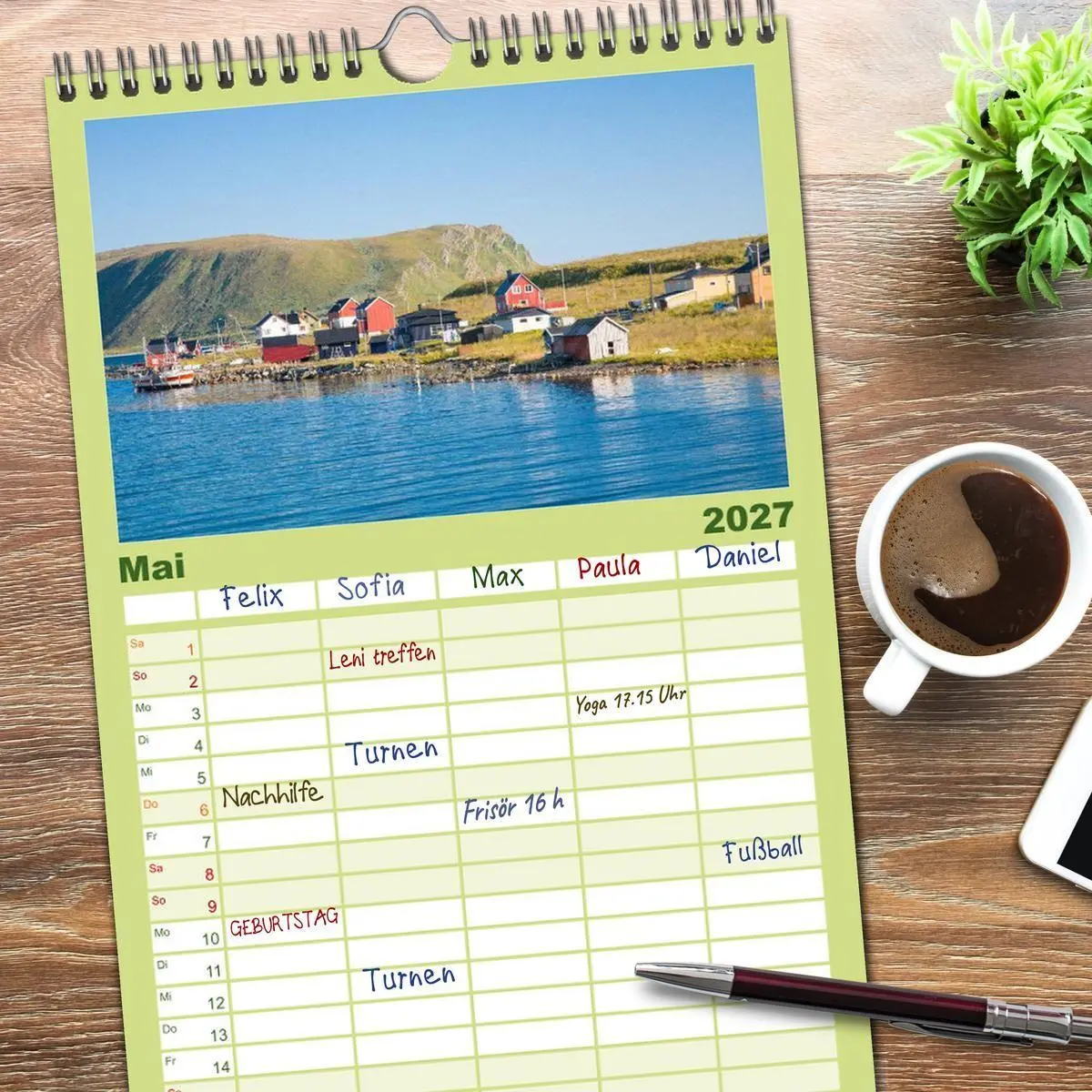 Bild: 9783594338445 | Familienplaner 2027 - Norwegen mit 5 Spalten (Wandkalender, 21 x 45...