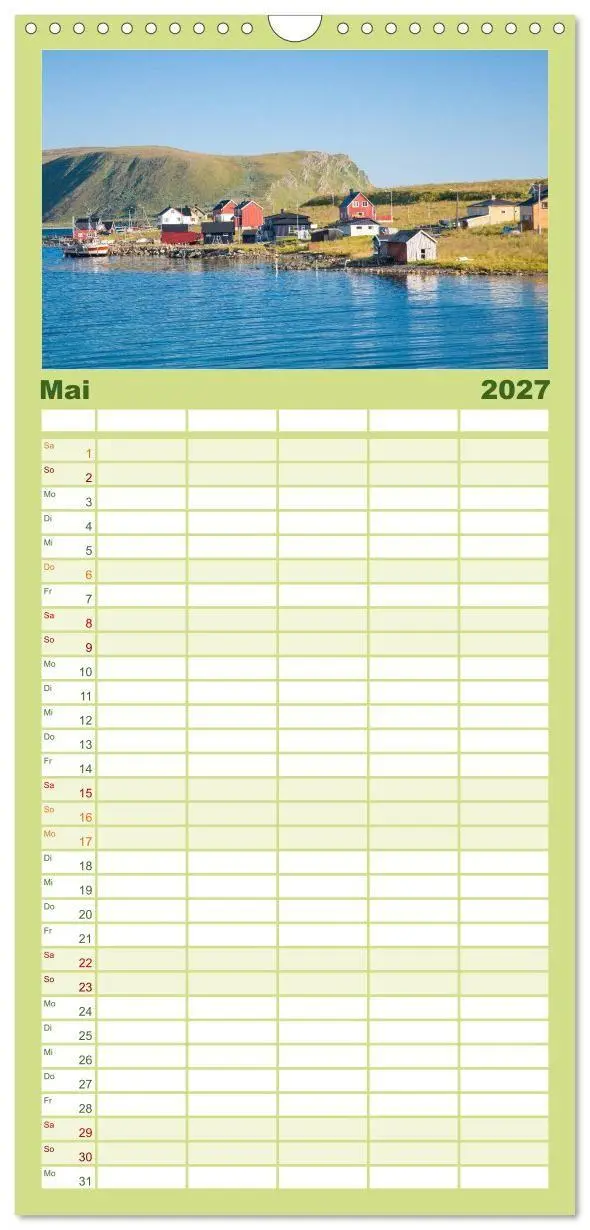 Bild: 9783594338445 | Familienplaner 2027 - Norwegen mit 5 Spalten (Wandkalender, 21 x 45...