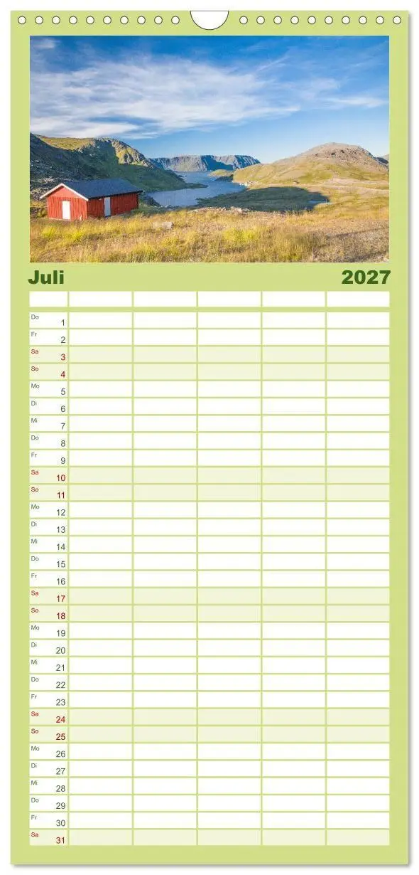 Bild: 9783594338445 | Familienplaner 2027 - Norwegen mit 5 Spalten (Wandkalender, 21 x 45...