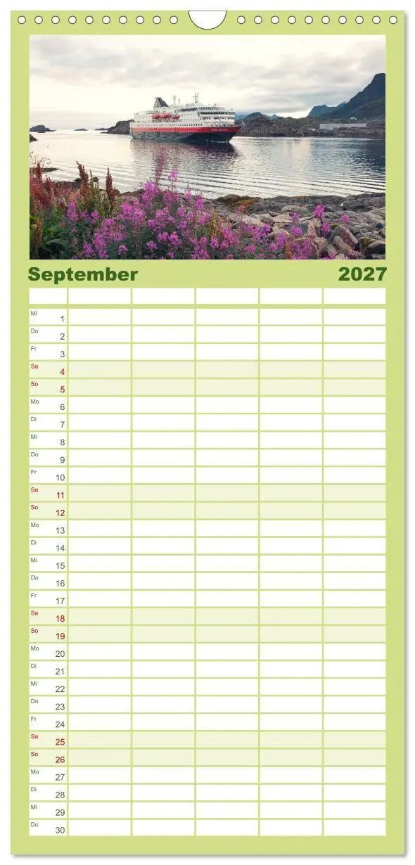 Bild: 9783594338445 | Familienplaner 2027 - Norwegen mit 5 Spalten (Wandkalender, 21 x 45...