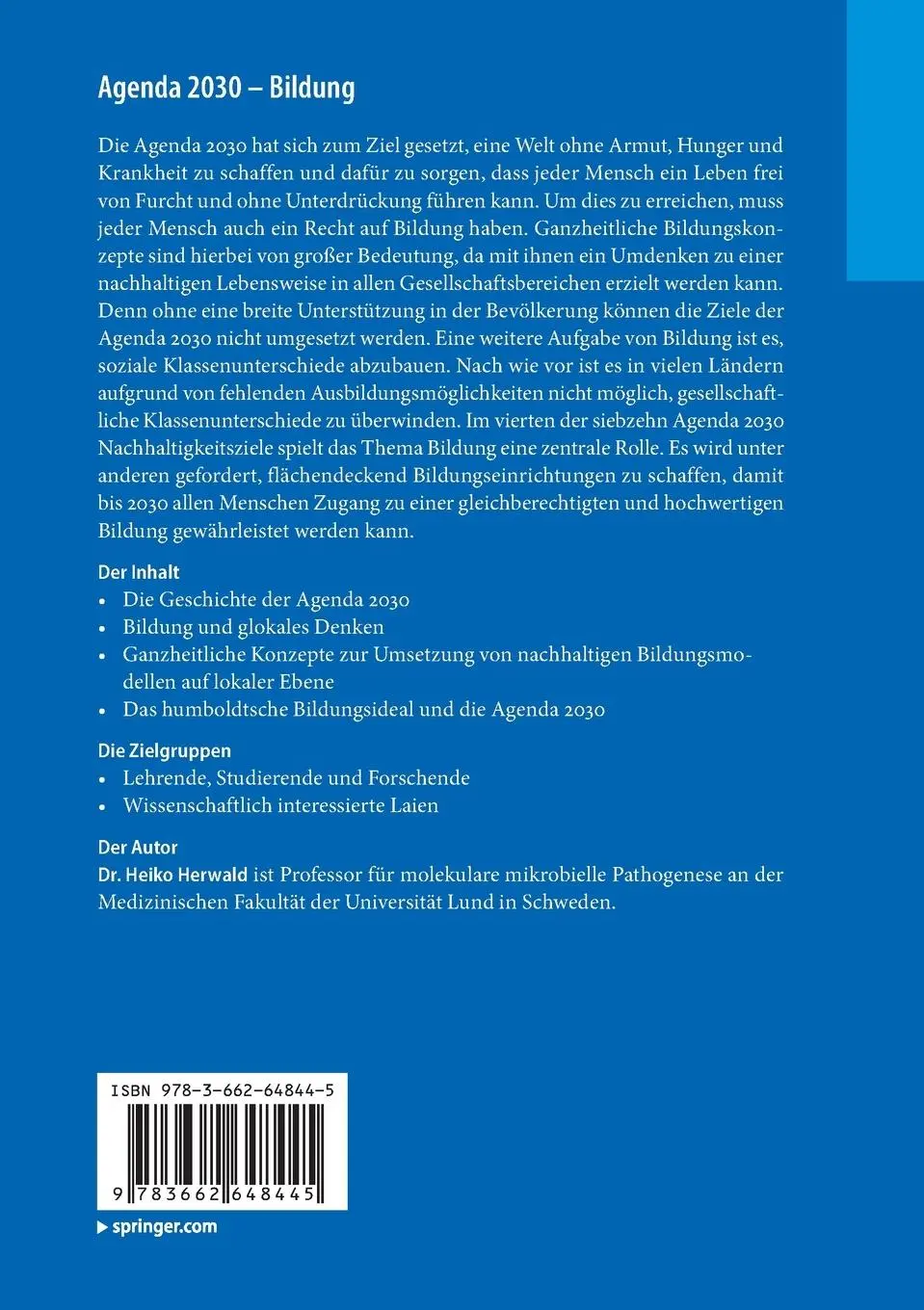 Rückseite: 9783662648445 | Agenda 2030 - Bildung | Wertevermittlung und Werteorientierung | Buch