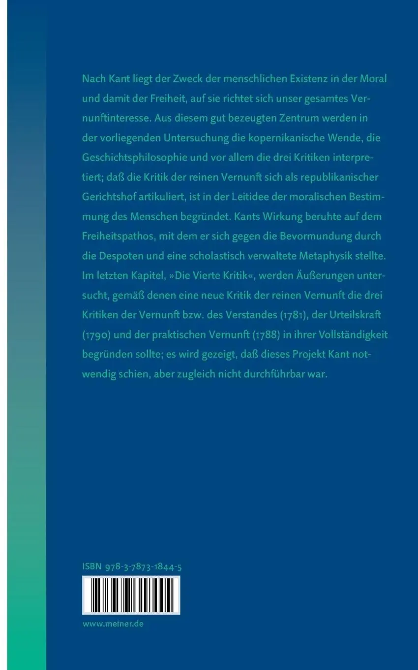 Rückseite: 9783787318445 | Die Bestimmung des Menschen bei Kant | Reinhard Brandt | Taschenbuch