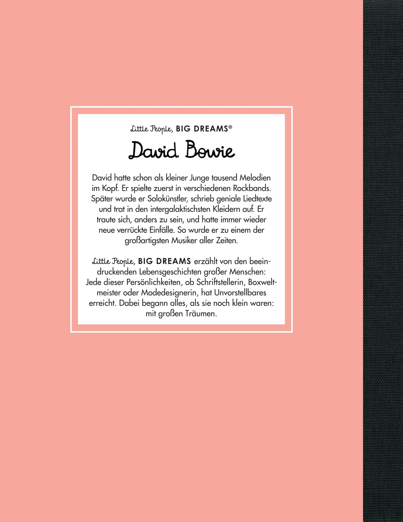 Rückseite: 9783458178545 | David Bowie | Little People, Big Dreams. Deutsche Ausgabe | Vegara