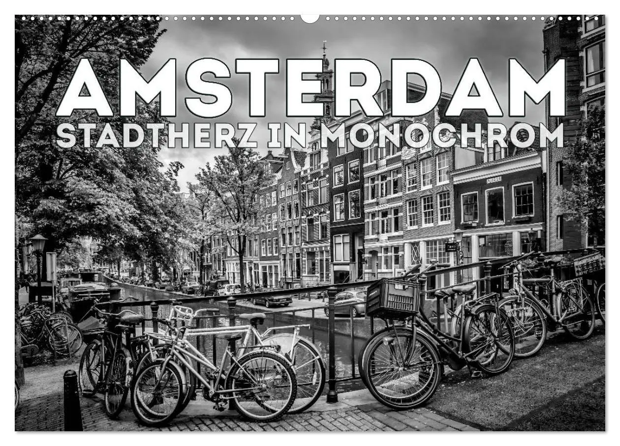 Cover: 9783516038545 | AMSTERDAM Stadtherz in Monochrom (Wandkalender 2026 DIN A2 quer),...