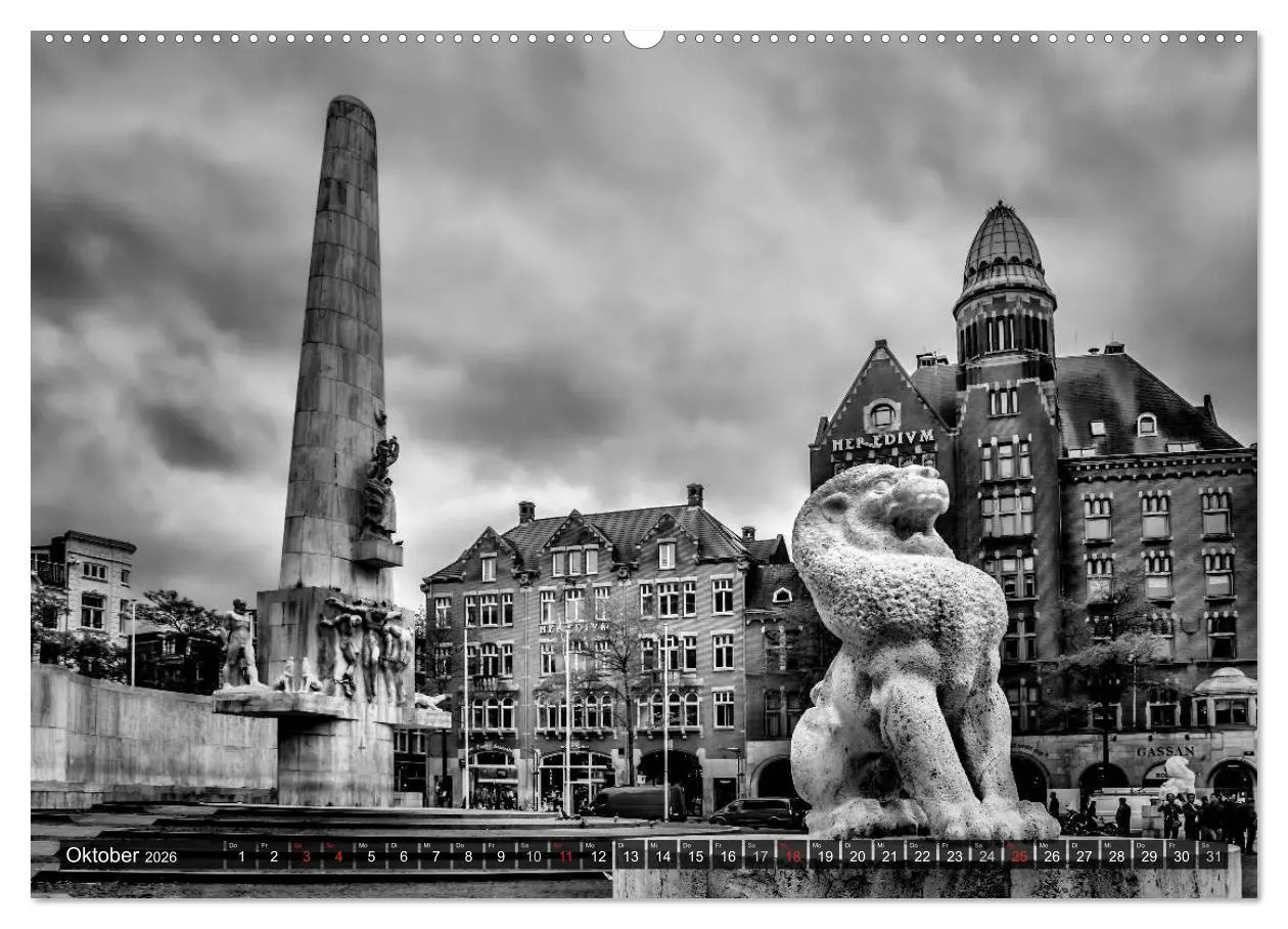 Bild: 9783516038545 | AMSTERDAM Stadtherz in Monochrom (Wandkalender 2026 DIN A2 quer),...