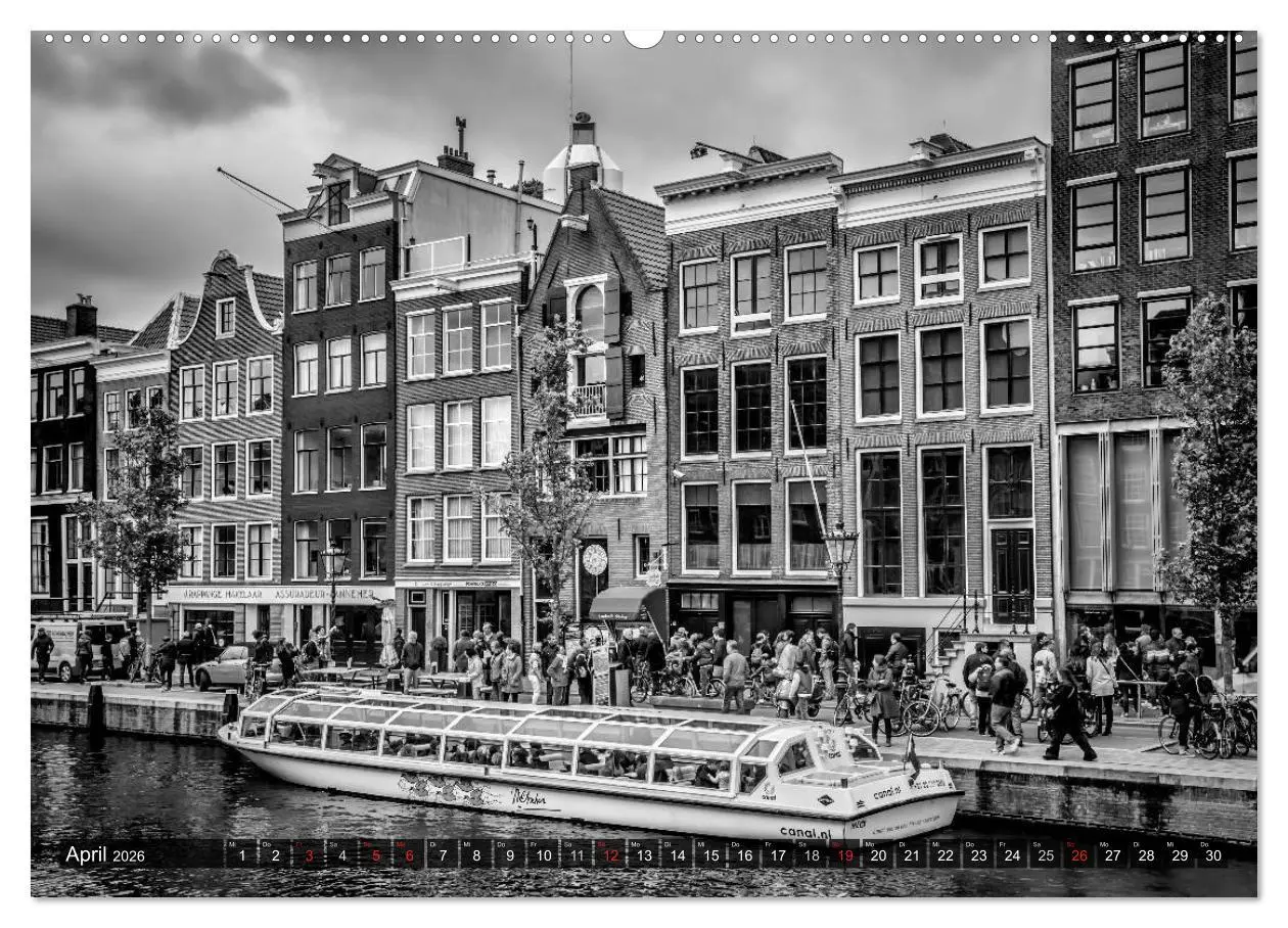 Bild: 9783516038545 | AMSTERDAM Stadtherz in Monochrom (Wandkalender 2026 DIN A2 quer),...