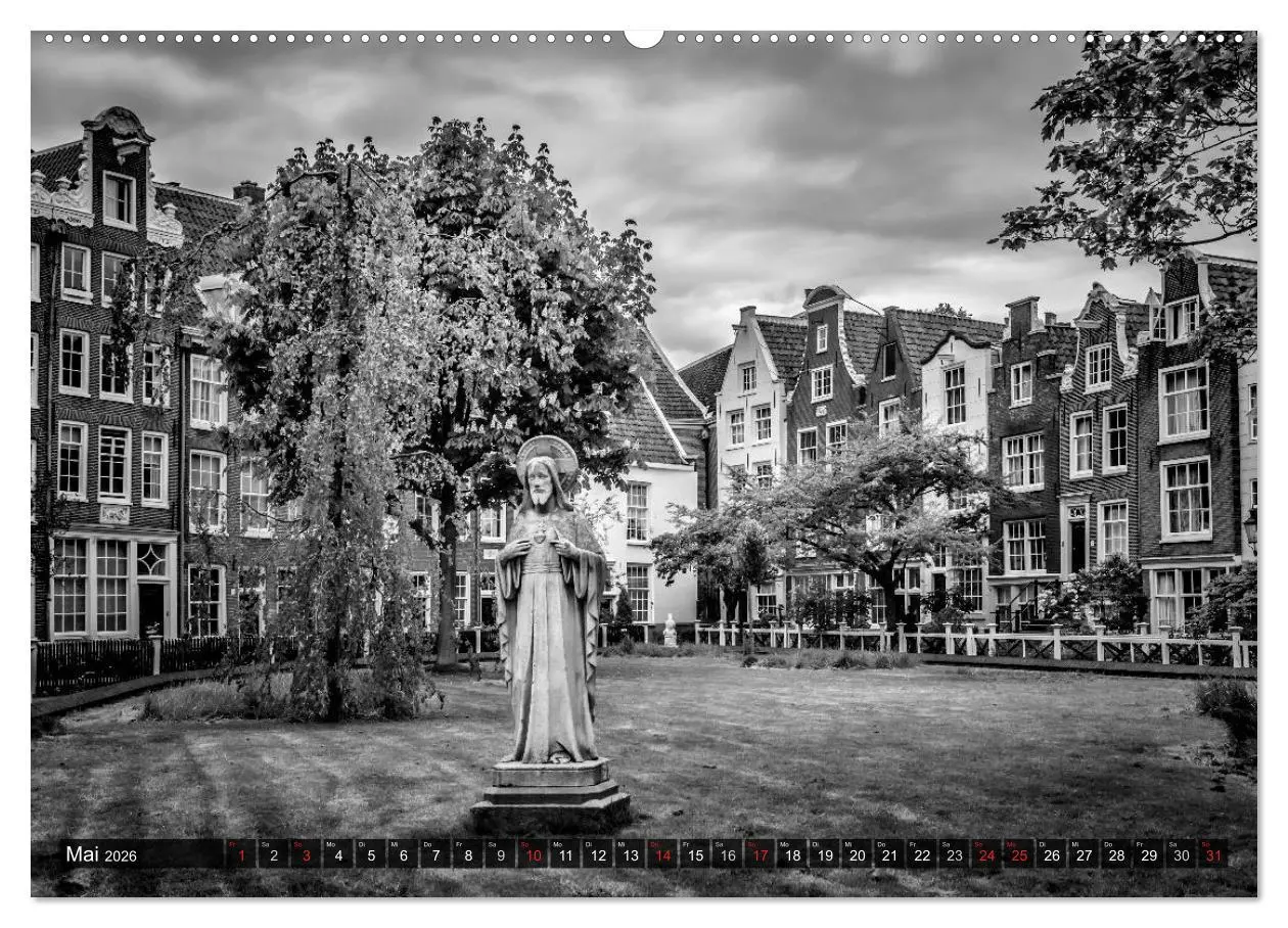 Bild: 9783516038545 | AMSTERDAM Stadtherz in Monochrom (Wandkalender 2026 DIN A2 quer),...
