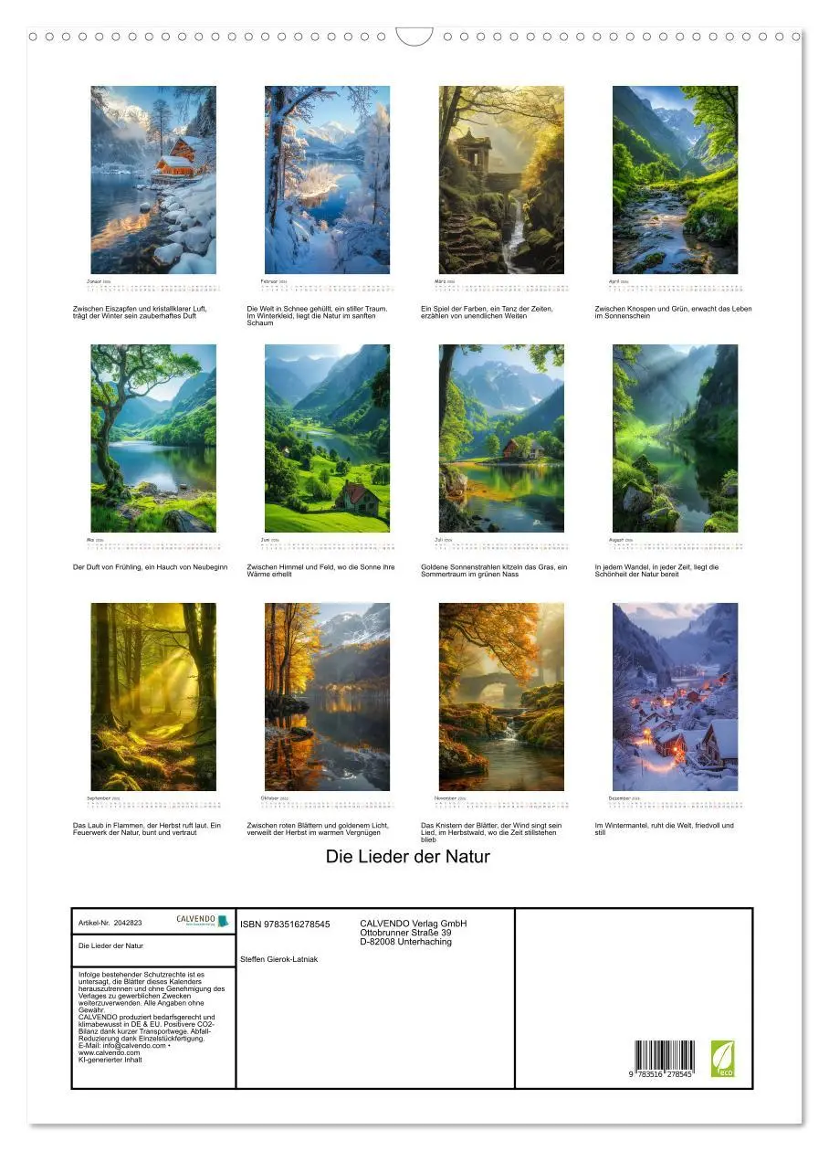 Bild: 9783516278545 | Die Lieder der Natur (Wandkalender 2026 DIN A2 hoch), CALVENDO...