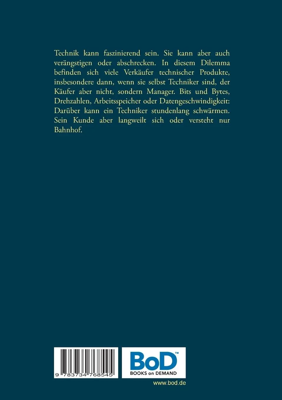 Rückseite: 9783734768545 | Technik verkaufen | Verkaufen für Techniker | Tim Cole | Taschenbuch