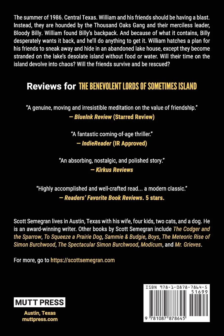 Rückseite: 9781087878645 | The Benevolent Lords of Sometimes Island | A Novel | Scott Semegran
