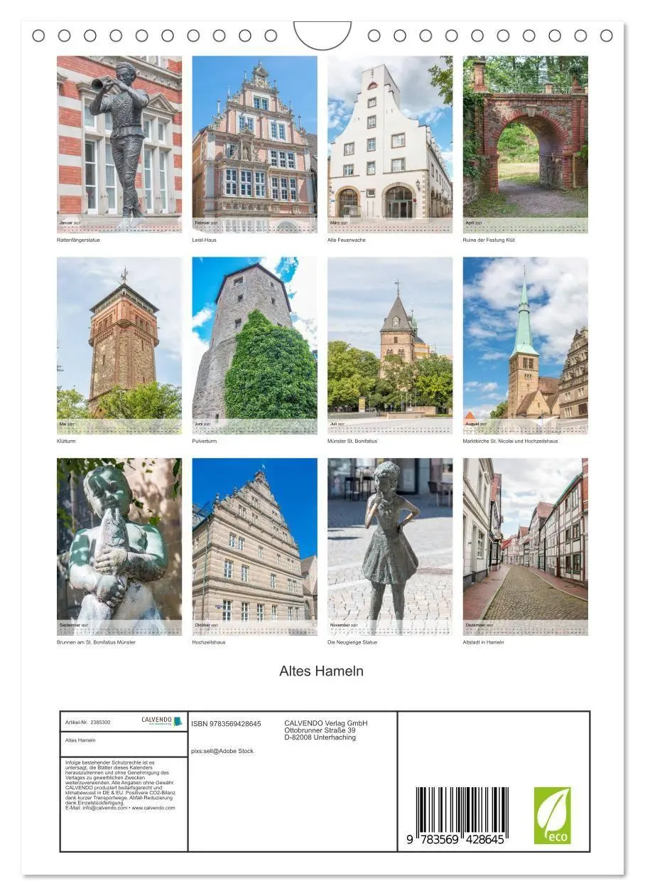 Bild: 9783569428645 | Altes Hameln (Wandkalender 2027 DIN A4 hoch), CALVENDO Monatskalender